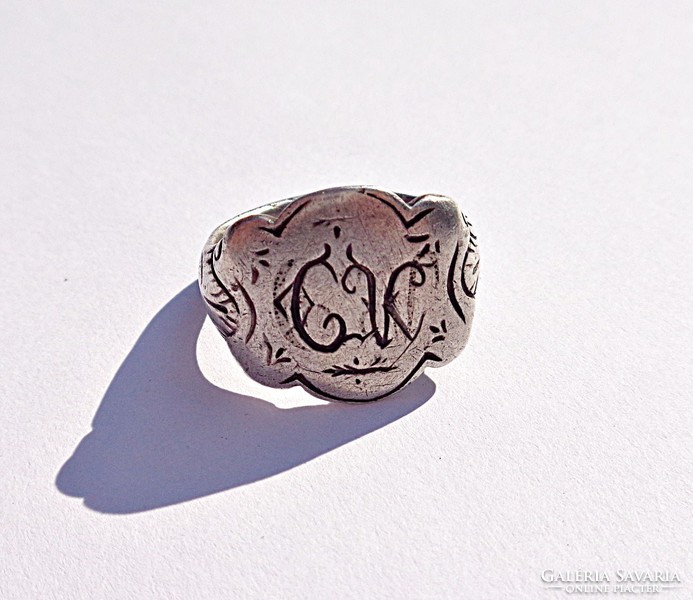 13 Lat monogram antique ring