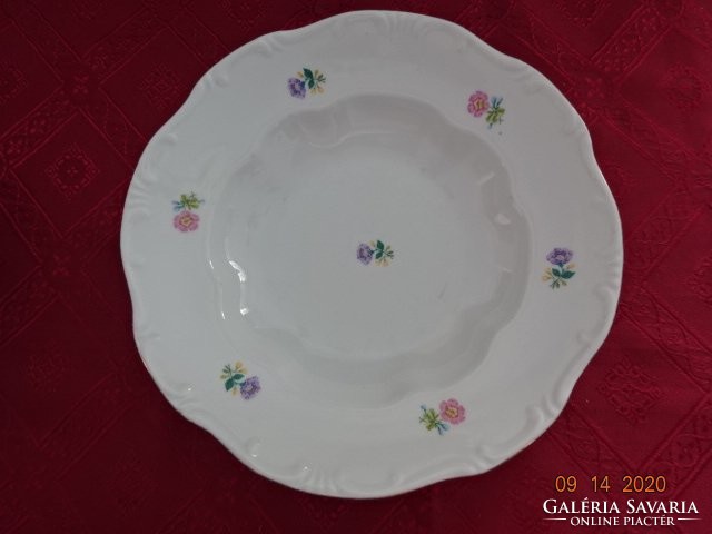 Zsolnay porcelain deep plate, gold border, flower pattern. He has!