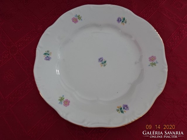 Zsolnay porcelain flat plate, gold border, flower pattern. He has!