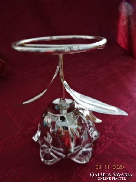 Glass candle holder, rose-shaped, on a metal base, height 11 cm. He has!