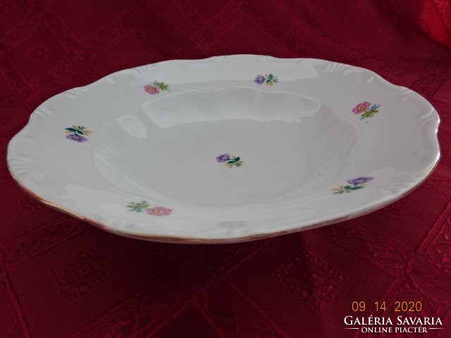 Zsolnay porcelain deep plate, gold border, flower pattern. He has!