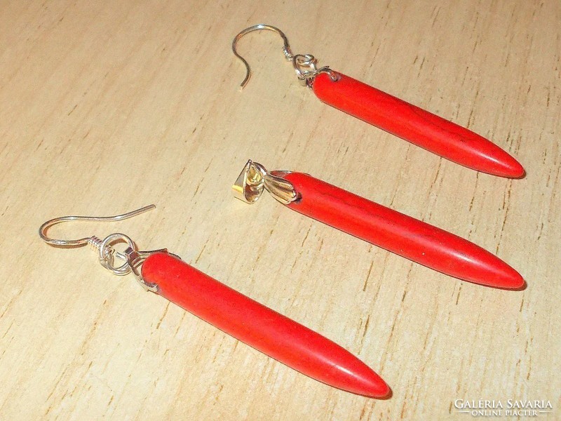 Coral mineral spike jewelry set