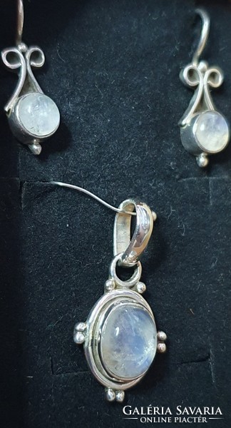 Szivárvány holdköves     sterling ezüst /925/ füli- medál szett -új