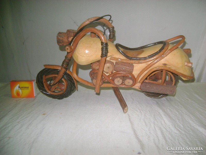Retro motorcycle mockup, model, toy - wooden handicraft