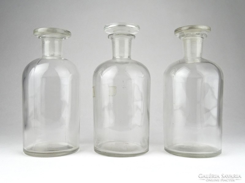 1B270 Régi dugós gyógyszertári 250 ml patika üveg készlet 3 darab