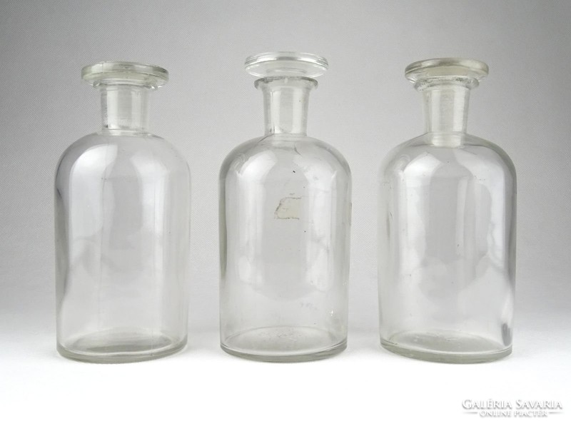 1B270 Régi dugós gyógyszertári 250 ml patika üveg készlet 3 darab