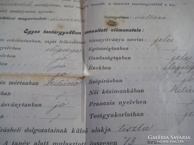 Polgári Leéányiskolai  Bizonyítvány    1902  . 22 x 38 cm