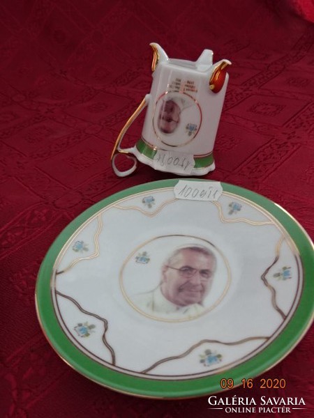 Breakfast set depicting Pope John Paul I. The diameter of the cake plate is 19 cm. He has!