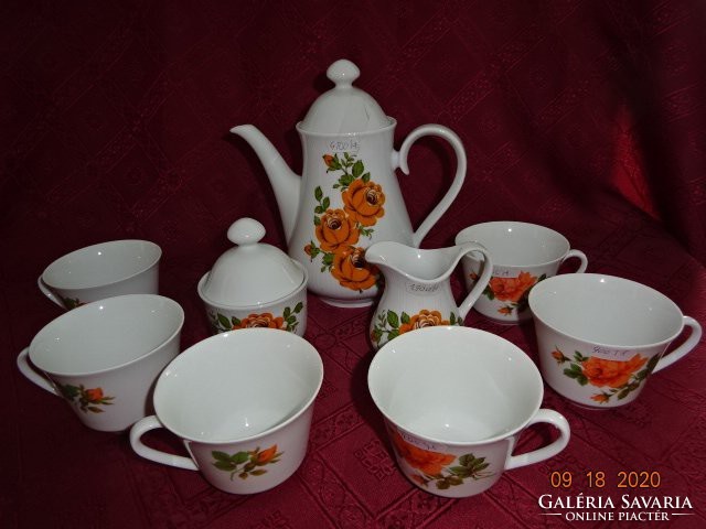 SELTMANN WEIDEN Bavaria német porcelán hat személyes teáskészlet, rózsamintával. Vanneki!