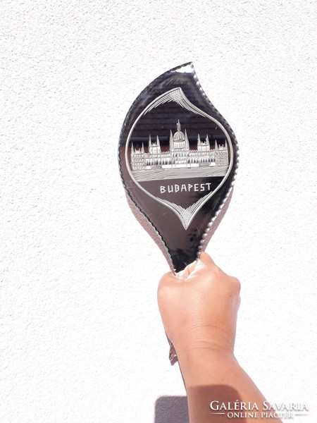 Retro Budapest souvenir mirror with engraved wind