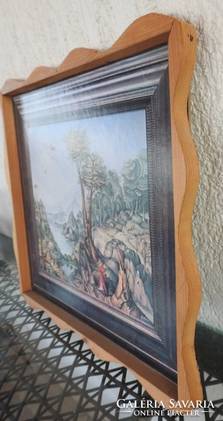 Old print in a handmade frame