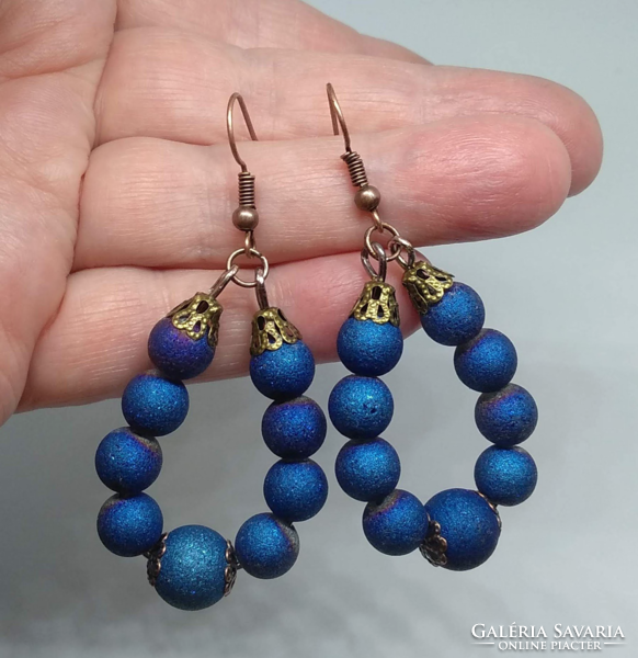 Electroplated glass bead earrings, made of 10 and 8 mm beads