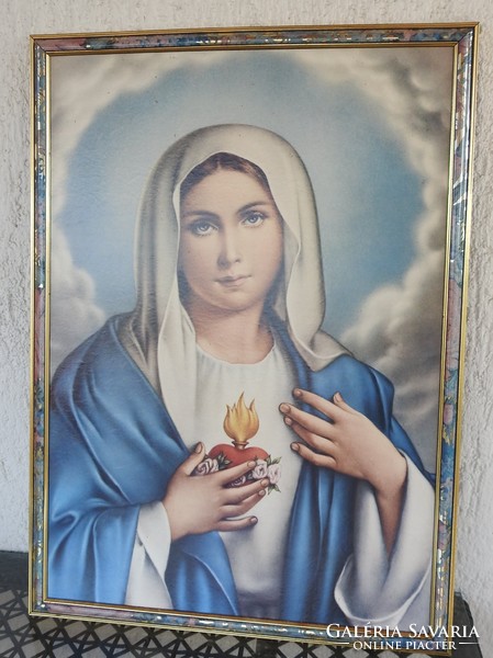 Large Virgin Mary print in a modern frame