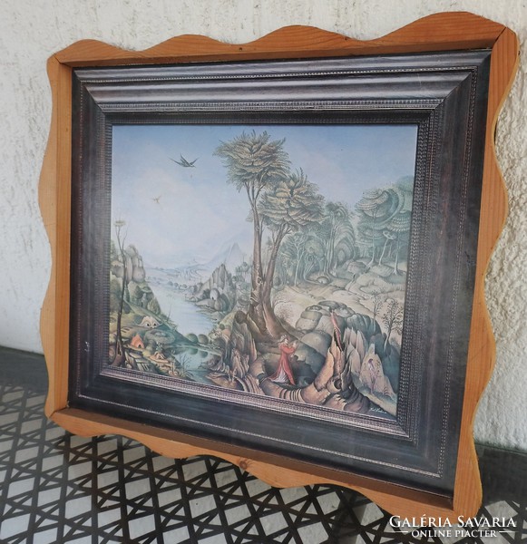 Old print in a handmade frame
