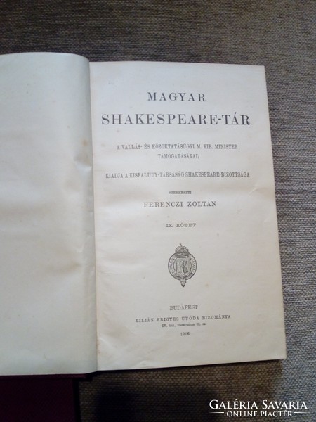 Magyar Shakespeare-tár IX. és X. kötete