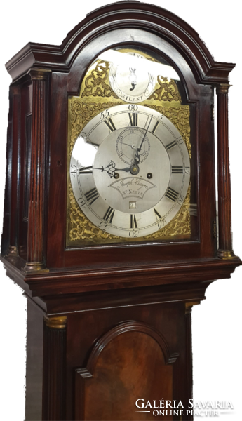 Antique English mahogany two-weight standing clock
