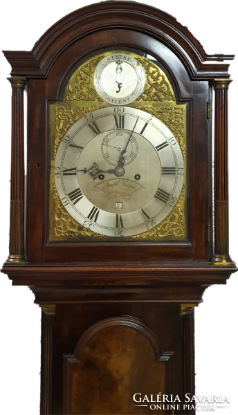 Antique English mahogany two-weight standing clock