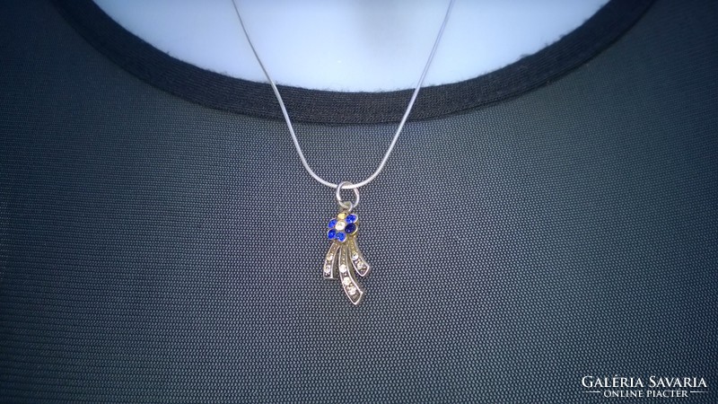 Silver pendant-pendant blue-white flowers 925 mark.