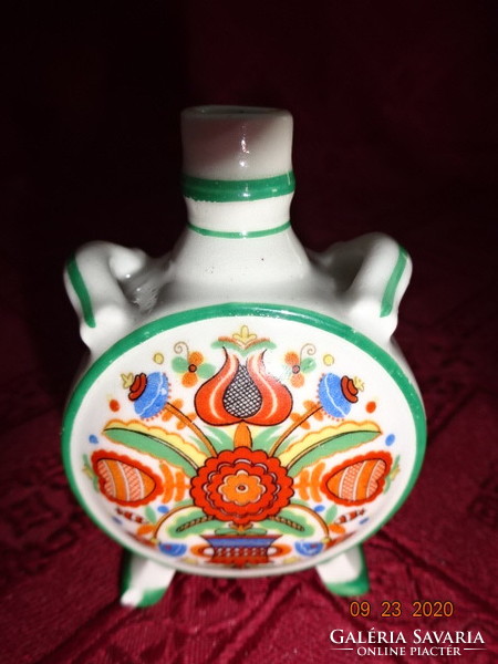 Zsolnay porcelain mini water bottle with a folk motif and resting peasants. He has!