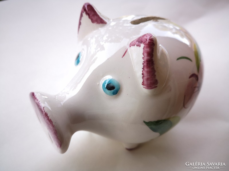 I'm priced !!! Antique, hand-painted Italian majolica piggy bank