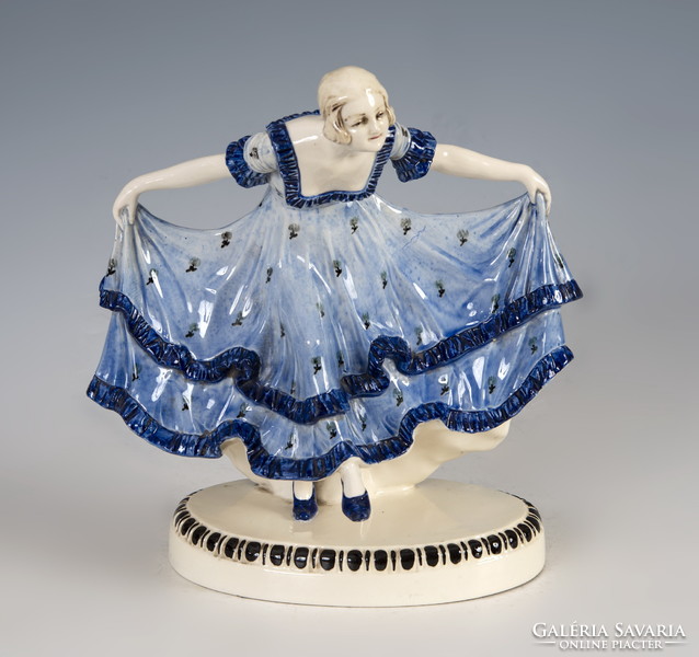 German porcelain - girl in blue dress (Josef Chard)