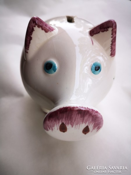 I'm priced !!! Antique, hand-painted Italian majolica piggy bank