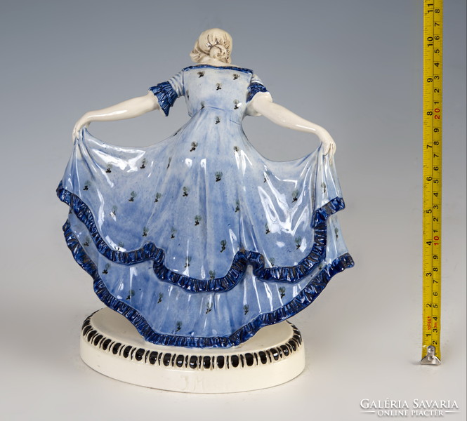 Német porcelán - Kék ruhás lány (Josef Mangold)