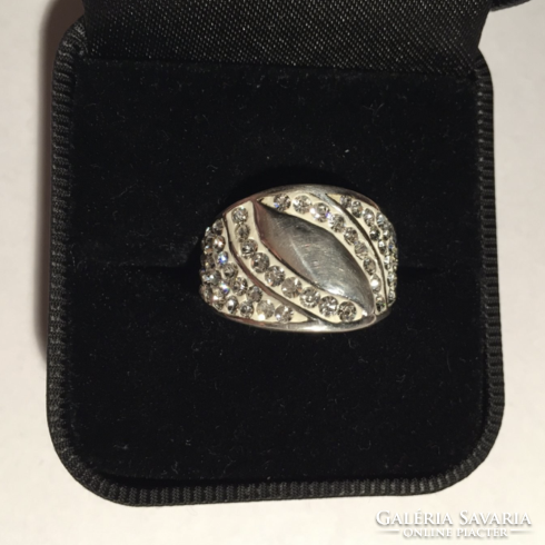 Swarovski Crystal stílusú köves  925-ös ezüst gyűrű