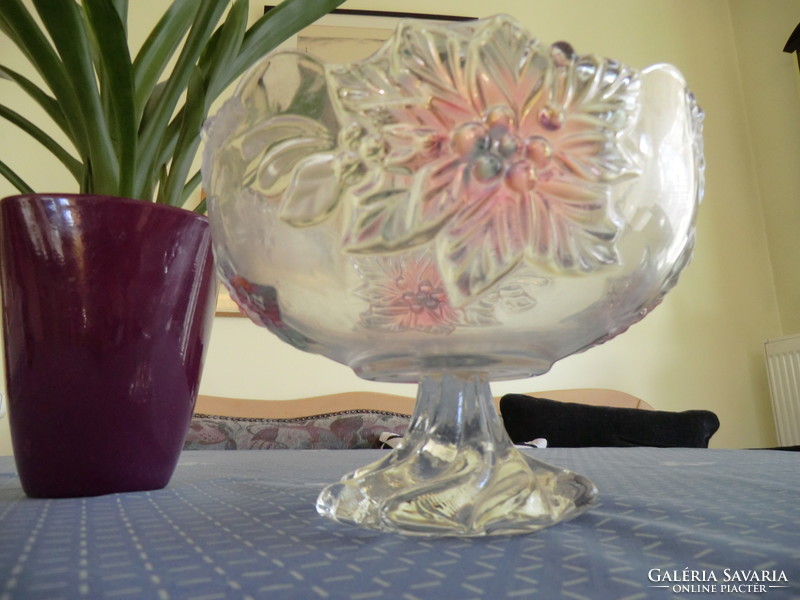 Art deco waltherglas serving table decoration glass bowl with base 22 cm diameter, 26 cm high