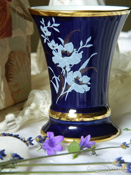 Royal kpm echt cobalt hand painted floral vase