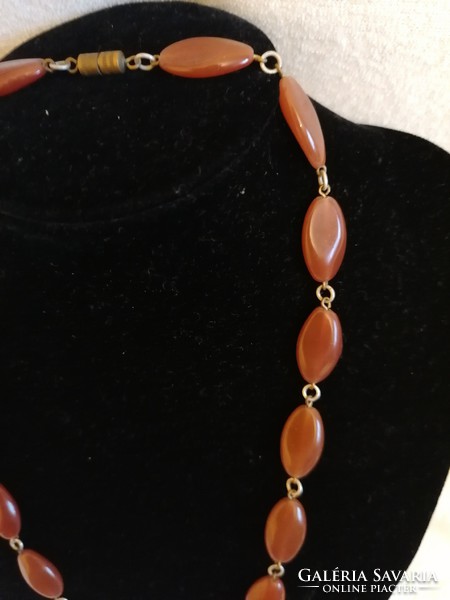 Vintage amber vintage glass necklace with original screw clasp