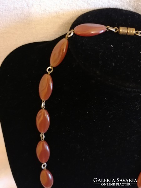 Vintage amber vintage glass necklace with original screw clasp