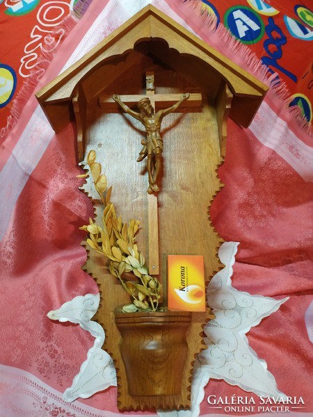 Wall wooden homemade altar with Jesus