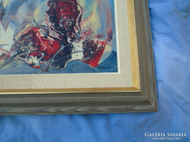 Fischer Ernő - viharban  cca 1959-60-ból   absztrakt gouache festmény talán a legszebb alkotása