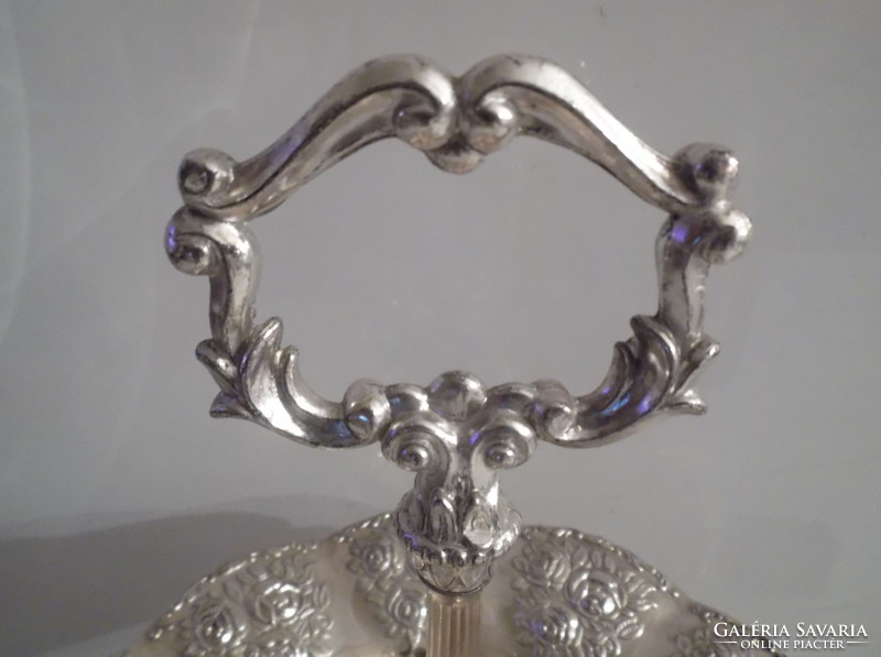 Seller - silver-plated - raised rose pattern - German - 28 x 22.5 cm - beautiful - flawless