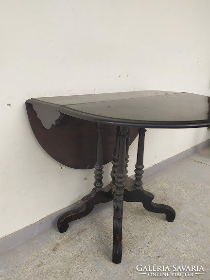 Antik neobarokk fekete konzol asztal szétnyitható lábak lehajtható asztallap