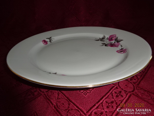 Plain porcelain rose patterned flat plate. He has!