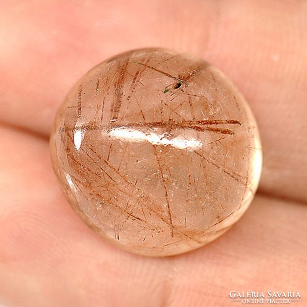 Real, 100% natural orangish brown rutile quartz gemstone 21.79ct - st. (Near translucent)