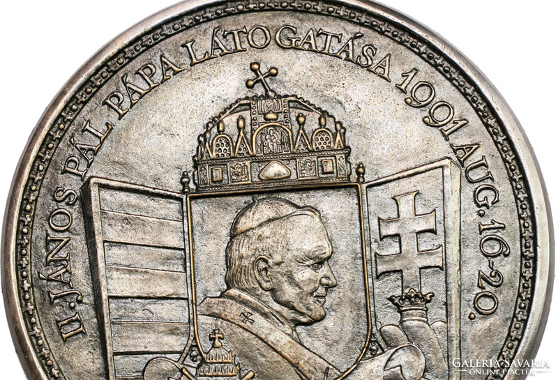 Bozó Gyula: II. János Pál pápa látogatása 1991 aug.16-20 "NAGY MINTA" nagyméretű érem plakett 137 mm
