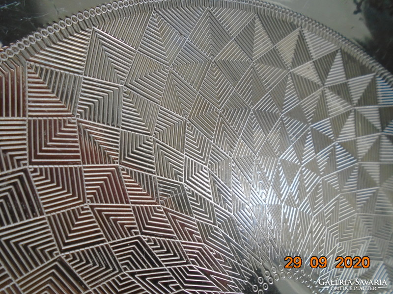 WMF EP BRASS ezüstözött trébelt gilosált geometriai  mintás kínáló, asztalközép
