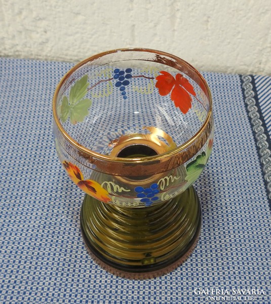 Old glass cup playing melody - hand painted