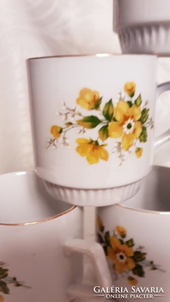 Zsolnay yellow flower mugs 6 pcs