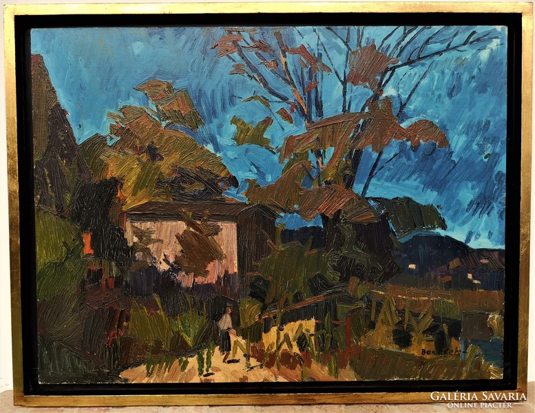 Jenő Benedek Id. (1906 - 1987) Balaton landscape gallery oil painting 88x68cm with original guarantee