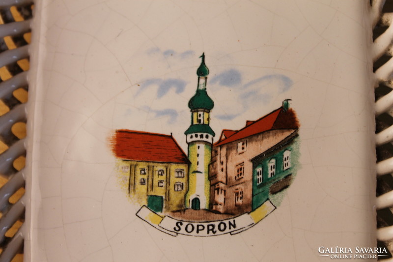 Retro Bodrogkeresztúri kerámia tálka "Sopron" díszítéssel