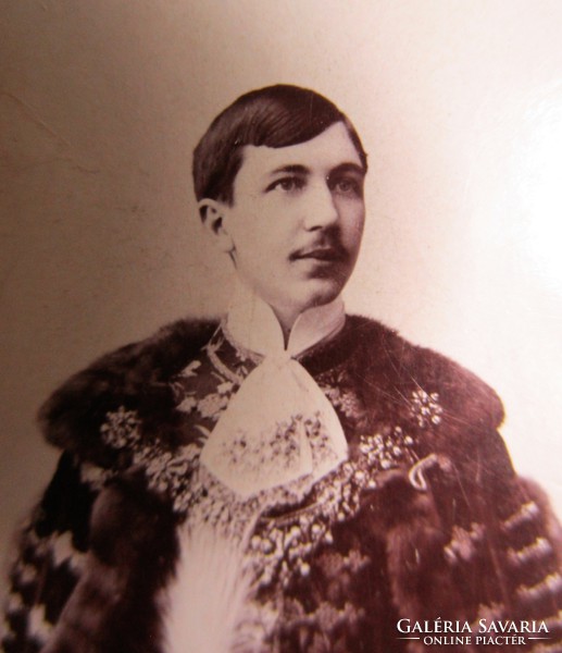 Approx. 1898 Photo of a distinguished man complete Hungarian costume Hungarian costume sword Czerey Miksa named