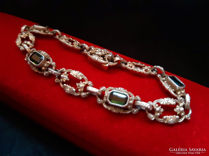 Art Nouveau silver bracelet with tourmaline