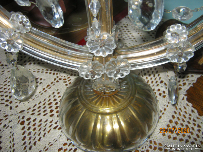 Old 3-arm crystal table lamp