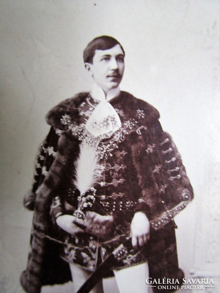 Approx. 1898 Photo of a distinguished man complete Hungarian costume Hungarian costume sword Czerey Miksa named