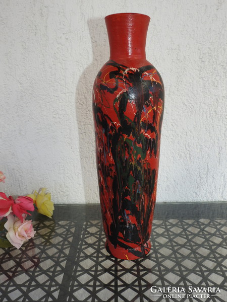Retro large continuous glazed ceramic vase