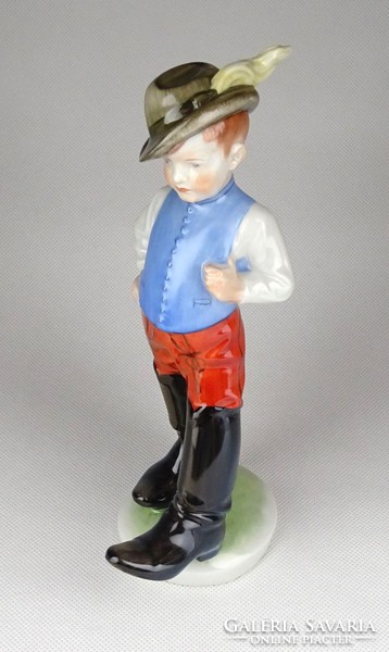 1C030 Régi Herendi hétmérföldes csizmás fiú porcelán figura 21cm